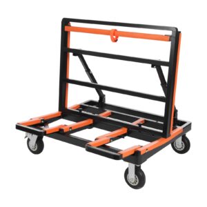 Upgrade Folding Drywall Cart, 2200 lbs Load Capacity, Heavy Duty Panel Dolly Cart with Rubber Swivel Casters, Handling Wall Panel, Sheetrock, Wood Panel, Windows, Rolling Dolly for Garage, Warehouse