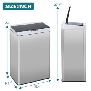 13 Gallon/50 Liter Kitchen Trash Can, Stainless Steel Garbage Can with Lid, Foot Pedal, Fingerprint-Resistant Finish, Soft Close Lid, Automatic Motion Sensor Trash Can for Kitchen Bathroom Office