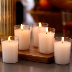 flamecan (Set of 24) Votive Candles, Unscented White Wax, for Wedding, Birthday, Party, Spa, Holiday, Home Decoration (15 Hour Burn Time)