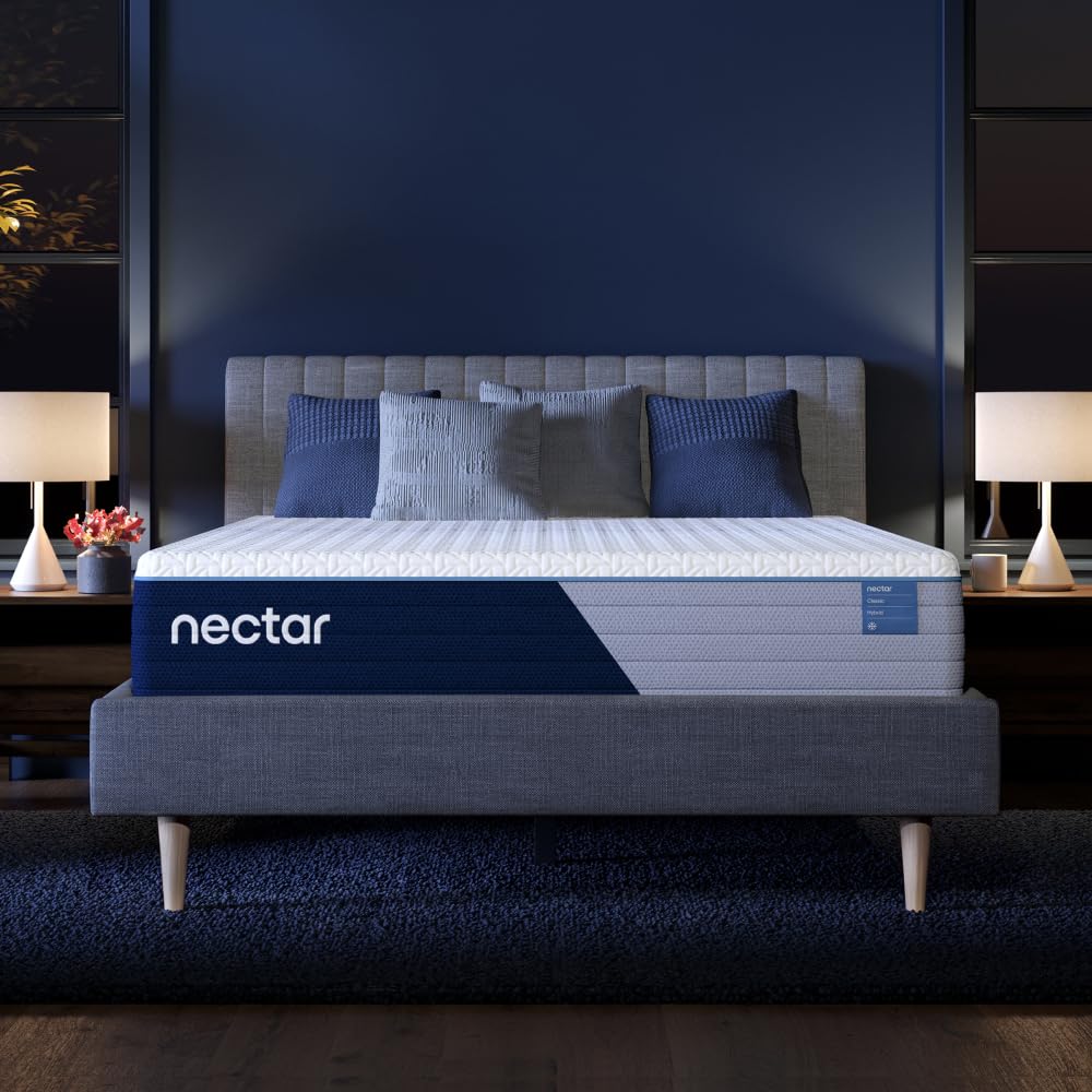 Nectar Classic Hybrid 12” Queen Mattress (New Version) - Medium Firm - Contouring Memory Foam & Innerspring Coils - Cooling Top Layer - Pressure-Relief - 365-Night Trial & Forever Warranty