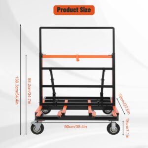 Upgrade Folding Drywall Cart, 2200 lbs Load Capacity, Heavy Duty Panel Dolly Cart with Rubber Swivel Casters, Handling Wall Panel, Sheetrock, Wood Panel, Windows, Rolling Dolly for Garage, Warehouse