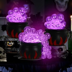 yujun 3 packs halloween diy bubbling cauldron bowl decorations with transparent spheres black plastic witch jar kettle party decoration vintage spooky for halloween indoor home table decor supplies