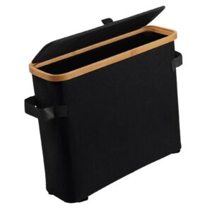 bothyi bamboo toilet paper storage toilet paper stand multifunctional accessories with bamboo lid large for restroom closet bathroom, black