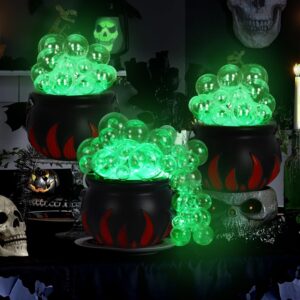 yujun 3 packs halloween diy bubbling cauldron bowl decorations with transparent spheres black plastic witch jar kettle party decoration vintage spooky for halloween indoor home table decor supplies