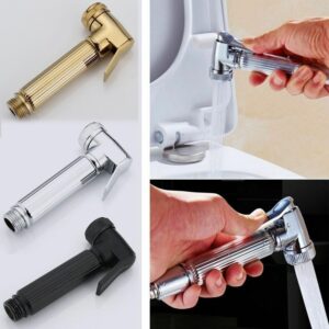 Handheld Toilet Bidet Sprayer, Adjustable Water Pressure Control Bidet Attachment for Toilet, Zinc alloy Handheld Muslim Shower Head(Gold)