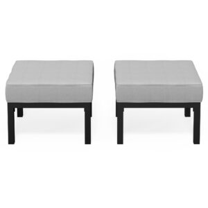 Solaste Outdoor Footstools Patio Ottoman Set of 2, Aluminum All-Weather Outdoor Footrest Seat with Removable Cushions, Patio Furniture Ottomans for Garden, Backyard, Poolside-Grey