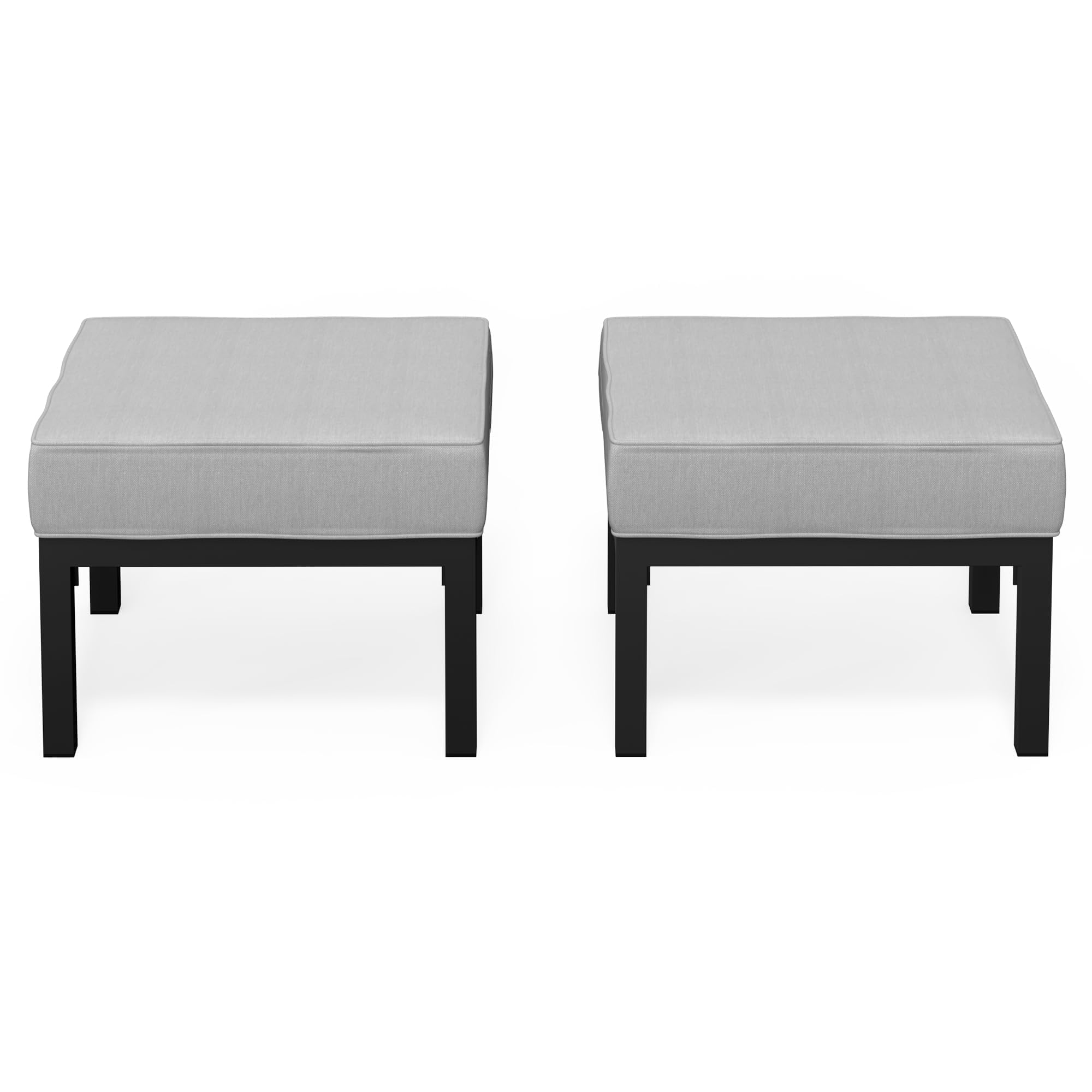 Solaste Outdoor Footstools Patio Ottoman Set of 2, Aluminum All-Weather Outdoor Footrest Seat with Removable Cushions, Patio Furniture Ottomans for Garden, Backyard, Poolside-Grey