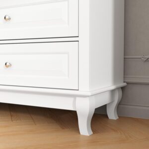 TAMUNE Chest of Drawers 9 Drawer Dresser for Bedroom, Modern White Dresser with Silver Knobs, Wide 9 Drawer Chest with Wood Legs for Bedroom Living Room, 15.7”D x 55.1”W x 37”H