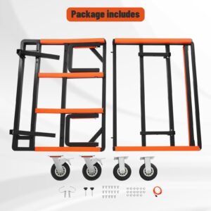 Upgrade Folding Drywall Cart, 2200 lbs Load Capacity, Heavy Duty Panel Dolly Cart with Rubber Swivel Casters, Handling Wall Panel, Sheetrock, Wood Panel, Windows, Rolling Dolly for Garage, Warehouse