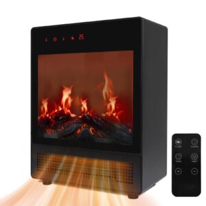 electric fireplace heaters for indoor use, 750w/1500w space heater fireplace with led realistic flame & remote, portable fireplace heater for home office