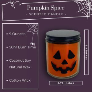 Pumpkin Spice Scented Fall Candle | 9oz Pumpkin Halloween Candles | Halloween Decor Fall Candle with Pumpkin Spice Scent | Cute Halloween Decor with 40 Hours of Burn Time | Halloween gifts for women