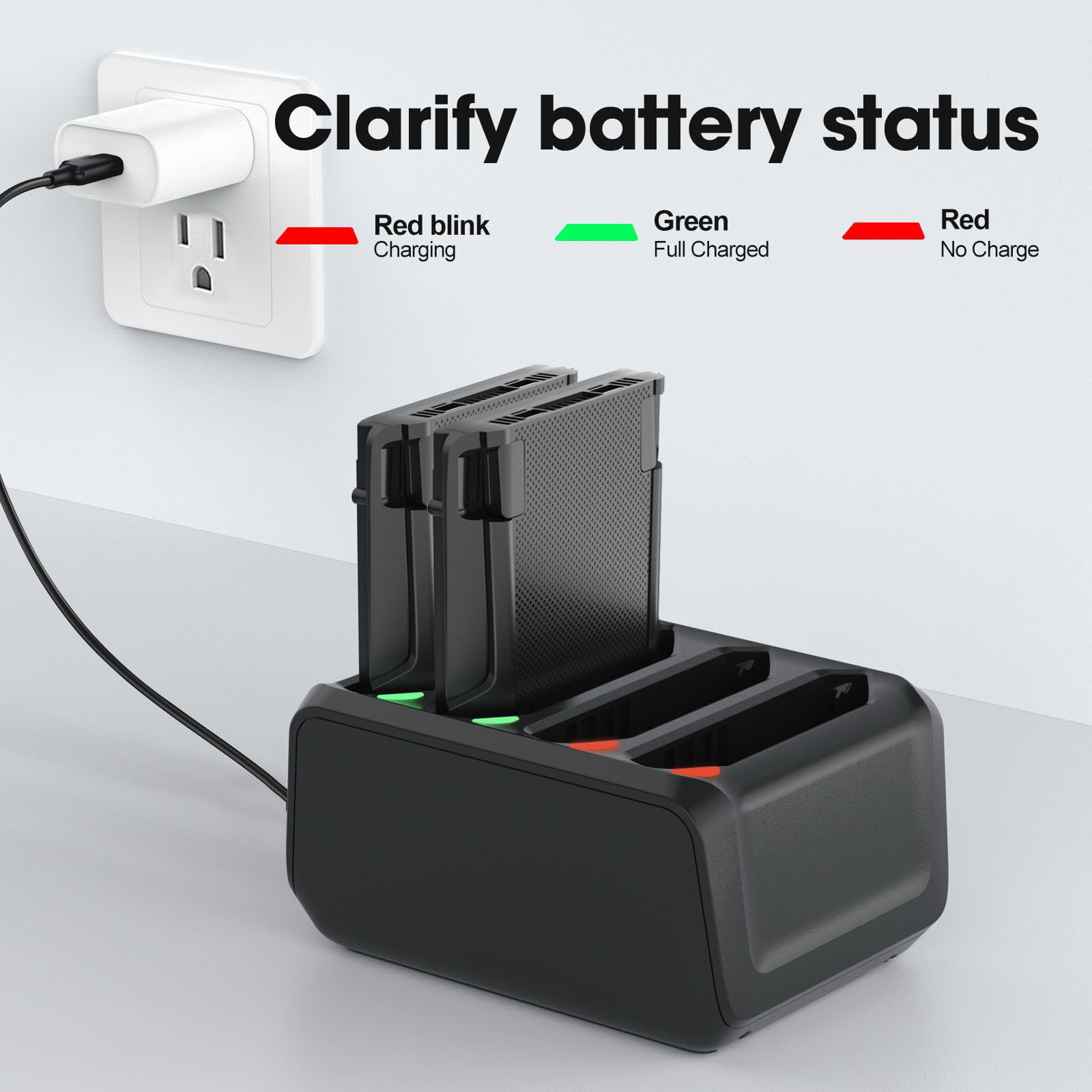 4-Slot Battery Charging Cradle Kit for Zebra TC70 TC75 TC77 TC7X-4BTYC1 Barcode Scanners, Compatible with BT-000318 Battery, Charger Station with Type-C Cable, Black