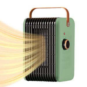 1500w space heater for indoor use ptc portable electric heater fast heating room small heater with thermostat heating and fan modes 110v plug in heater for desk office bedroom bathroom (green)