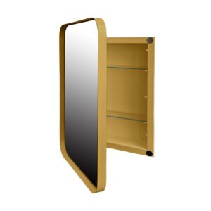 LGLRTD 16x24 Metal Bathroom Storage Cabinet - Medicine Cabinet with Mirror and Adjustable Shelves Wall Mirror - Bathroom Mirror with Storage (Gold)