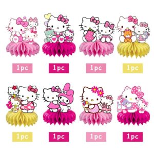 8Pcs kitty Honeycomb Table Centerpiece, kitty Birthday Party Supplies Table Decorations for Kids Party Decorations