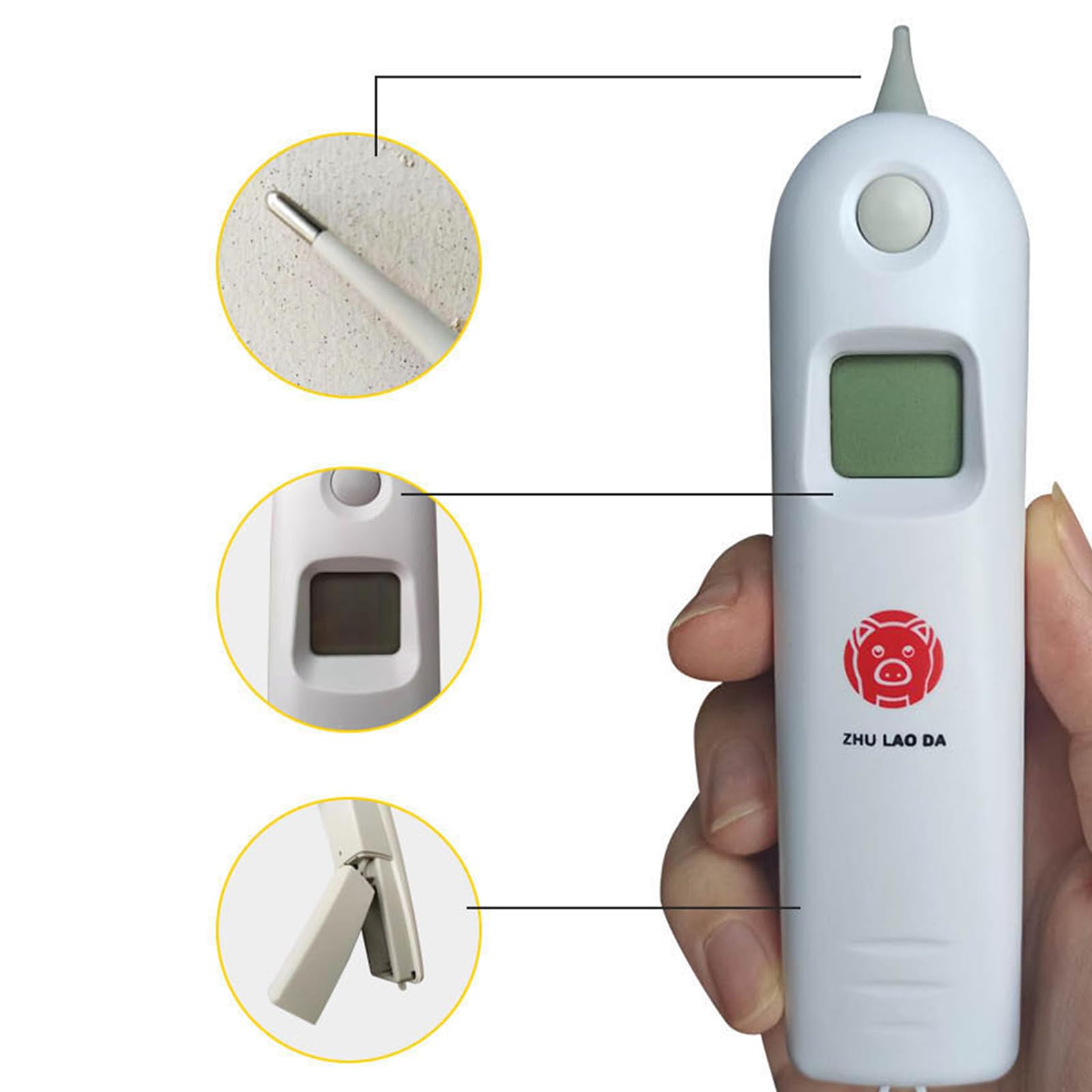 Ddujbtp Digital Pet Thermometer with LCD Display Quickly Read Temperature for Animals Metal Probe Veterinary Digital Thermometer