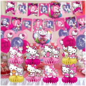 8Pcs kitty Honeycomb Table Centerpiece, kitty Birthday Party Supplies Table Decorations for Kids Party Decorations