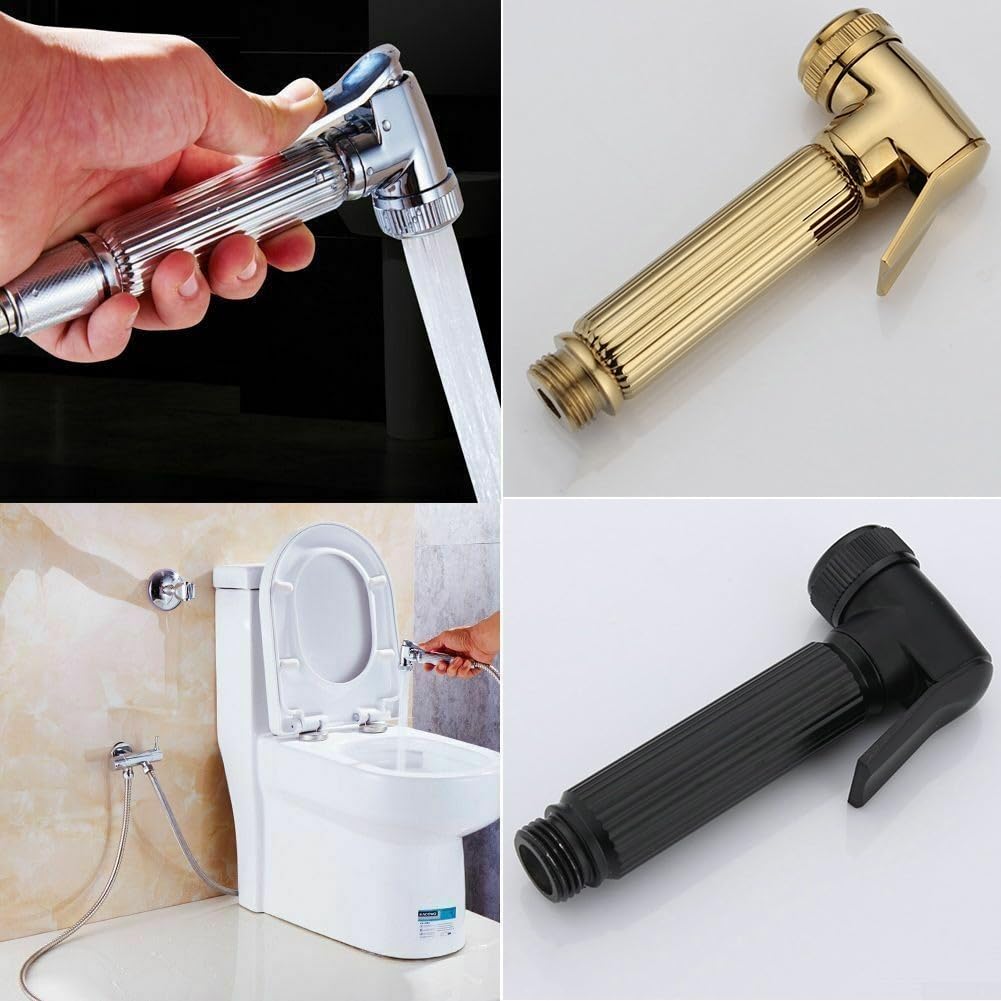 Handheld Toilet Bidet Sprayer, Adjustable Water Pressure Control Bidet Attachment for Toilet, Zinc alloy Handheld Muslim Shower Head(Gold)