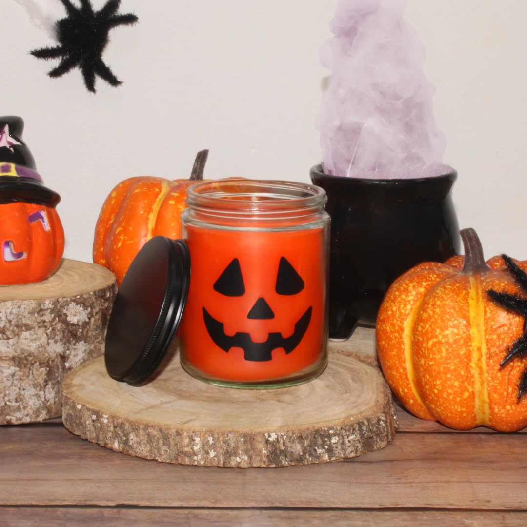 Pumpkin Spice Scented Fall Candle | 9oz Pumpkin Halloween Candles | Halloween Decor Fall Candle with Pumpkin Spice Scent | Cute Halloween Decor with 40 Hours of Burn Time | Halloween gifts for women