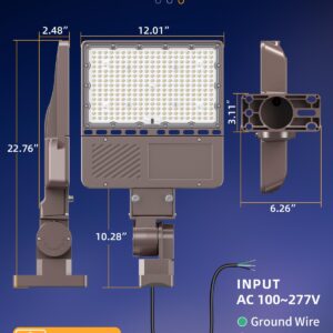 9PCS LED Parking Lot Lights 150W 120W 90W, LED Shoebox Light 5000K Adjustable Arm Mount, UL Listed Outdoor Pole Light with Photocell, IP65 Waterproof Commercial Street Area Flood Lighting 100-277V