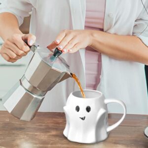 Halloween Mug Novelty Ghost Mug 3D Cute Ceramic Coffee Cup Perfect for Halloween Decor and Halloween Christmas Birthday White Elephant Gifts for Coffee Milk Tea Lover (White)