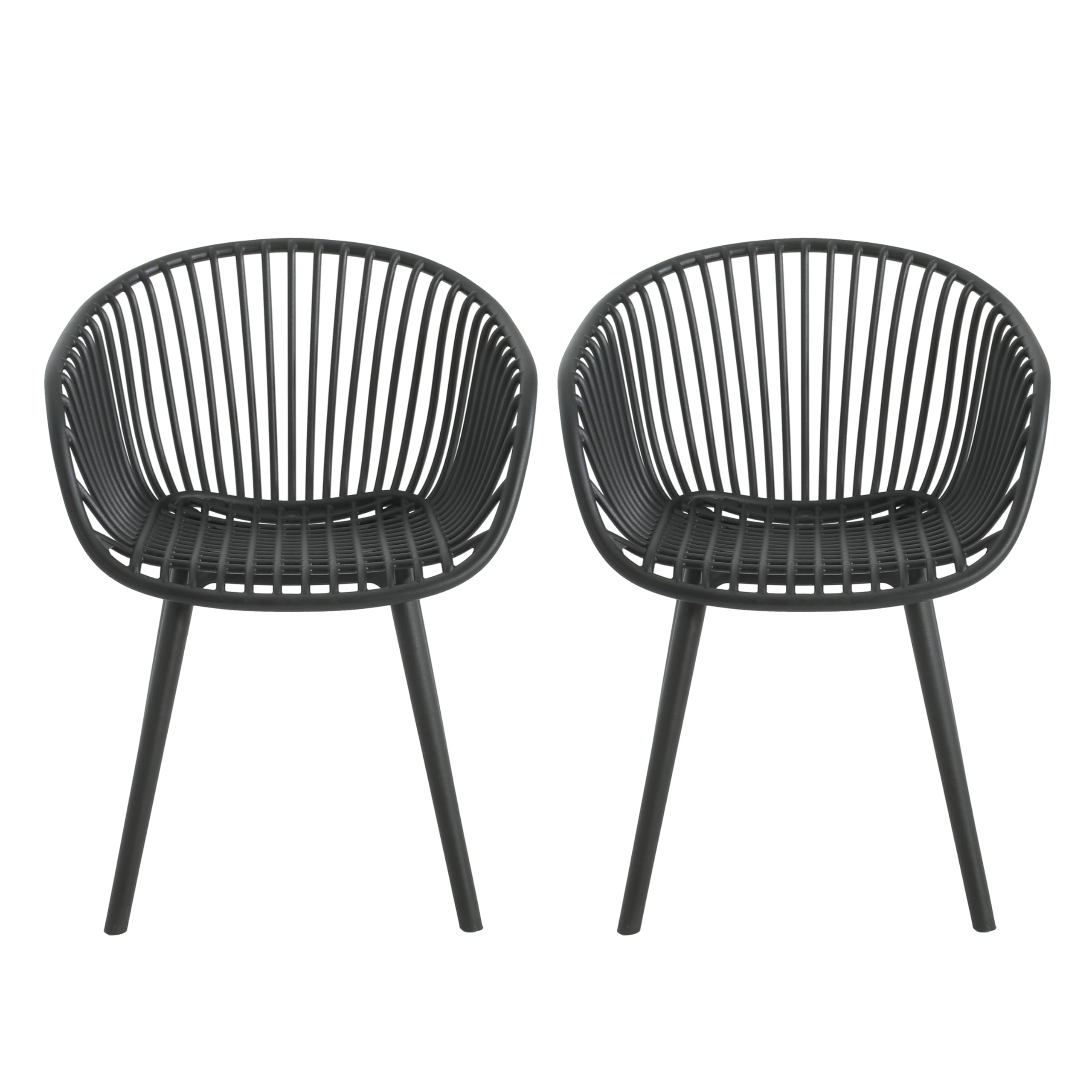 Christopher Knight Home Modern Accent Chair–Black Outdoor Patio Chairs Set of 2 – Lounge Chairs for Balcony or Garden – Weave Design – Stylish and Comfortable Seating for Backyard or Terrace