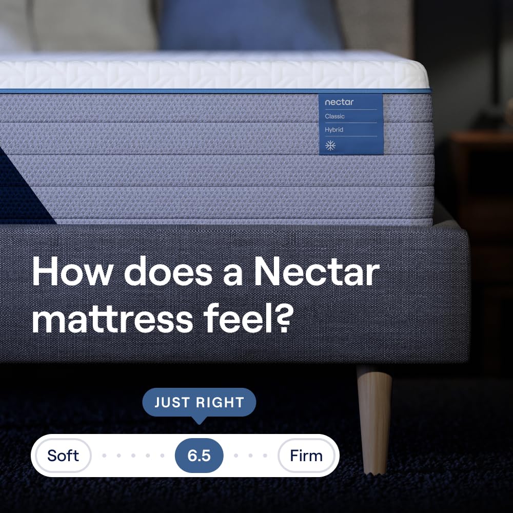 Nectar Classic Hybrid 12” Full Mattress (New Version) - Medium Firm - Contouring Memory Foam & Innerspring Coils - Cooling Top Layer - Pressure-Relief - 365-Night Trial & Forever Warranty