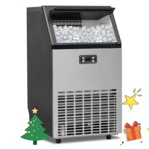 commercial ice maker, 100 lbs/24h ice maker, commercial ice maker machine with lcd panel, commercial ice machine with 33lbs ice storage capacity ideal for restaurant, home and offices, stainless steel