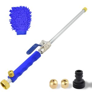 decoktool high pressure washer wand, hydro jet nozzle power washer tools with 2 different nozzles and hose quick connectors for car washing, garden cleaning, patio, 18inch blue