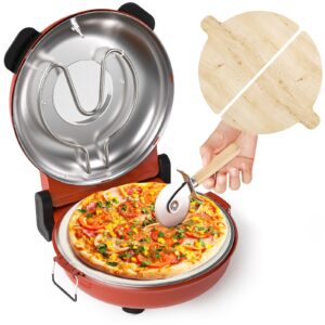 tmedw electric pizza oven, 12 inch portable pizza oven indoor, countertop pizza maker with wooden pizza paddles & pizza cutter