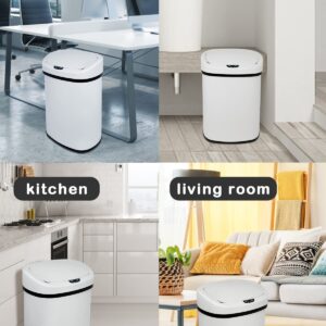 13 Gallon/50 L Kitchen Trash Can with Lid, Stainless Steel Garbage Can with Touch-Free Lid, Cute Trash Can Automatic Trash Can Bathroom Trash Can with Lid, Motion Sensor Trash Can Brushed Finish