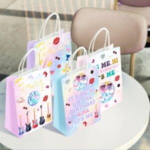 SNABETNA Music Birthday Party Paper Bags Decorations,16pcs Goodies Bags,Double Sided Birthday Paper Bags With 4 Styles, Music Theme Birthday Party Favors