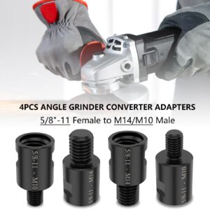 PTMTFYL 4 Pcs Angle Grinder Converter Adapters, 5/8"-11 Female to M14/M10 Male Angle Grinder Adapter Attachments, Thread Adapter Interface Connector for Angle Grinder Polisher