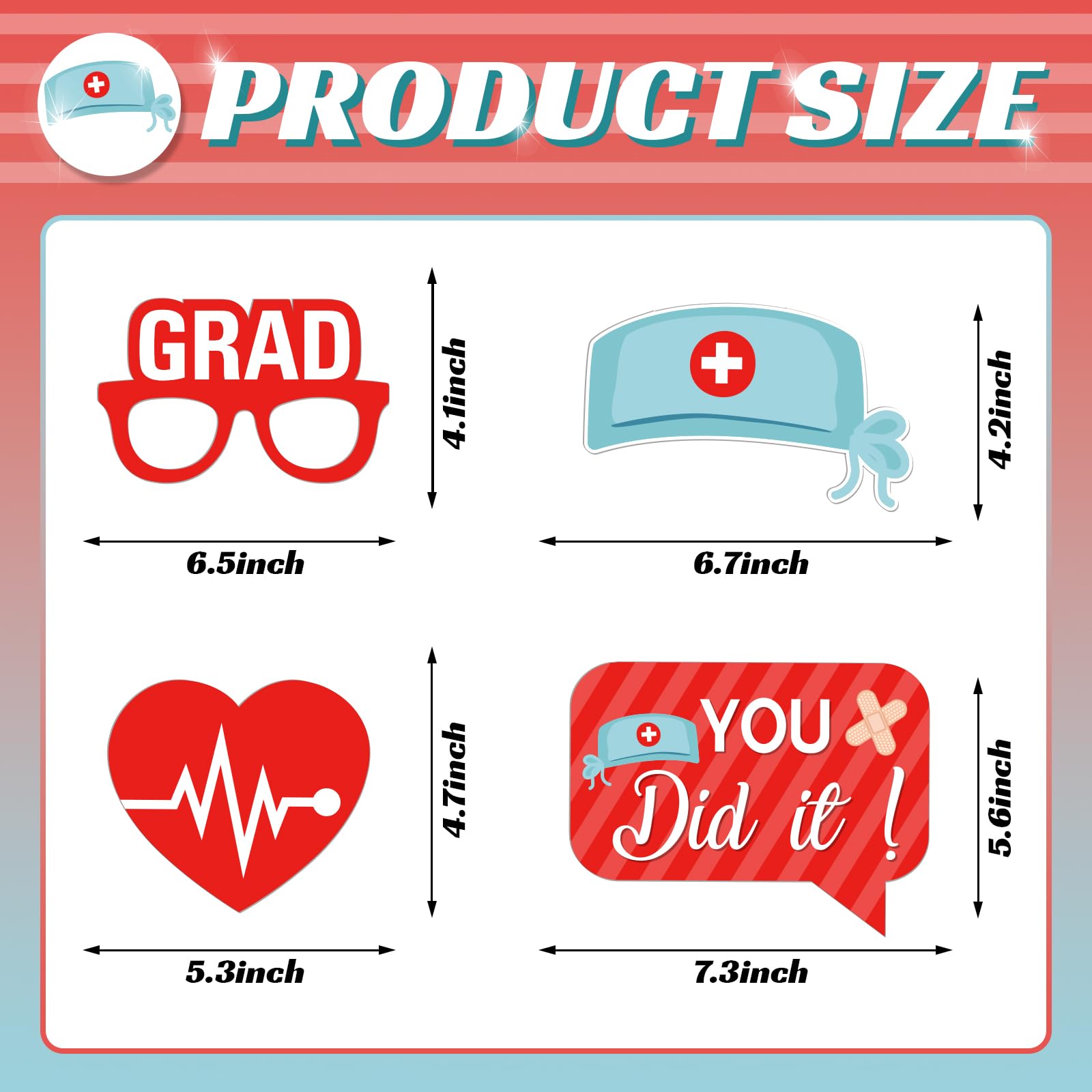 Maicaiffe Medical Graduation Party Photo Booth Props - 30 Pcs Congrats Doctor Nurse Selfie Props Favors Supplies - Nursing School Graduation Party Centerpiece Sticks - RN Graduation Party Decorations