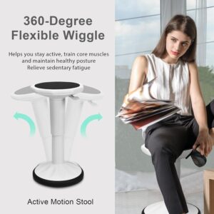 GLACER Wobble Stool, Wiggle Stool for Classroom Seating, 24" Active Learning Stool w/Adjustable Height, Sitting Balance Chair for School, Office Stand Up, Flexible Seating Wobble Chair (White)