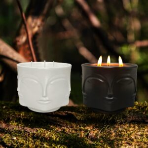 Citronella Candles Outdoor, YeeQue Aromatherapy Candle Long Lasting 100hrs with Ceramic Face Design for Outside Party Camping 20oz,3wicks