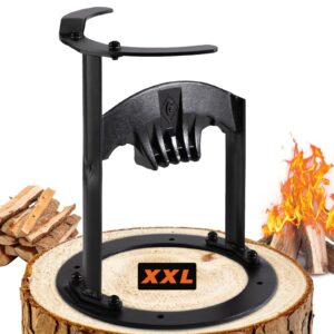 greener xxl firewood log splitter with open top - solid cast steel kindling wood splitter with wedge, heavy duty manual log splitter for firewood, wood splitting cutter kindling cracker tool, portable