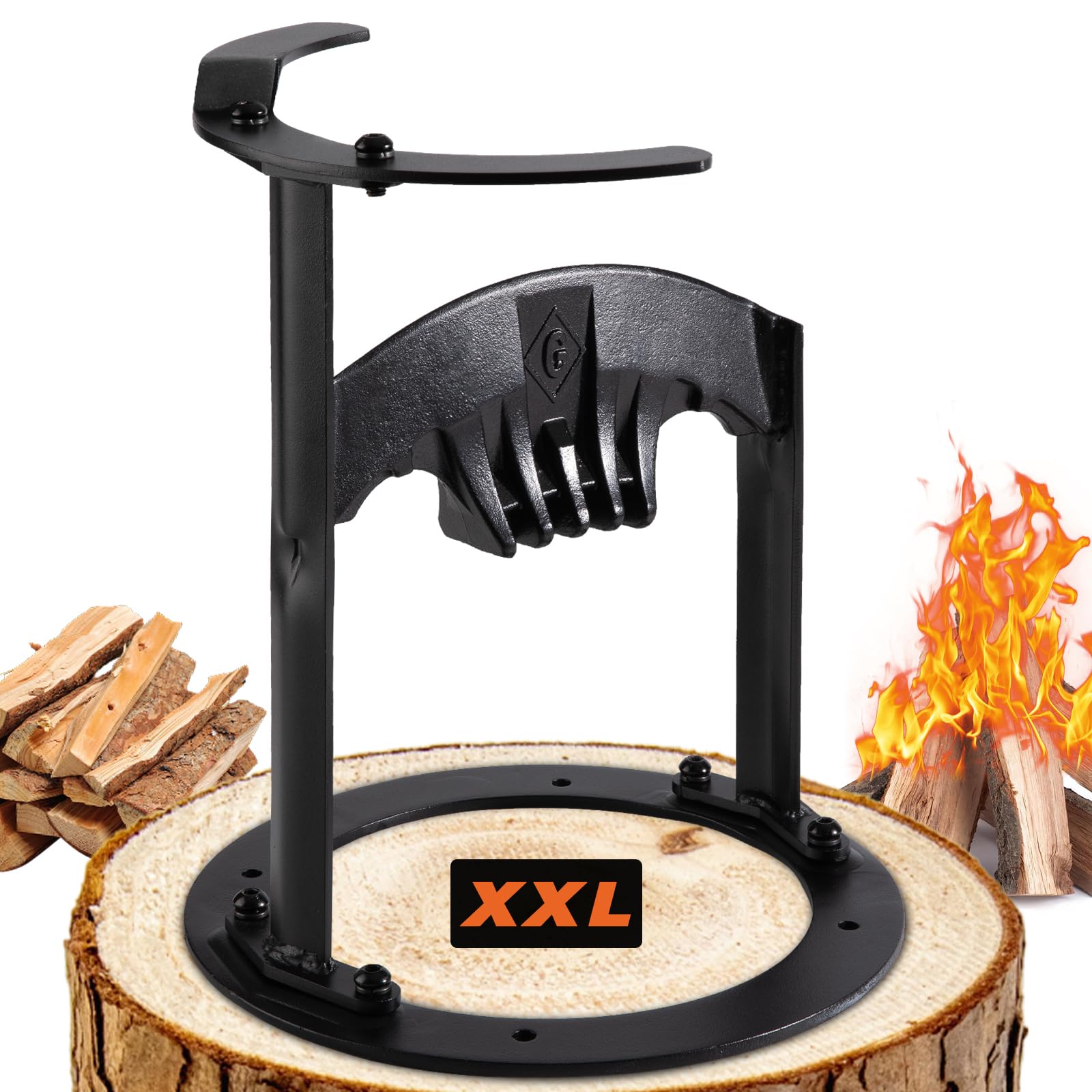 GREENER XXL Firewood Log Splitter with Open Top - Solid Cast Steel Kindling Wood Splitter with Wedge, Heavy Duty Manual Log Splitter for Firewood, Wood Splitting Cutter Kindling Cracker Tool, Portable