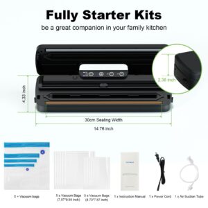 Suntree Vacuum Sealer Machine for Food, Compact Food Sealer Vacuum Sealer Dry/Moist/Gentle Modes with Build-in Cutter, Food Vacuum Sealer with 15pcs Vacuum Bags, External VAC for Jars and Containers