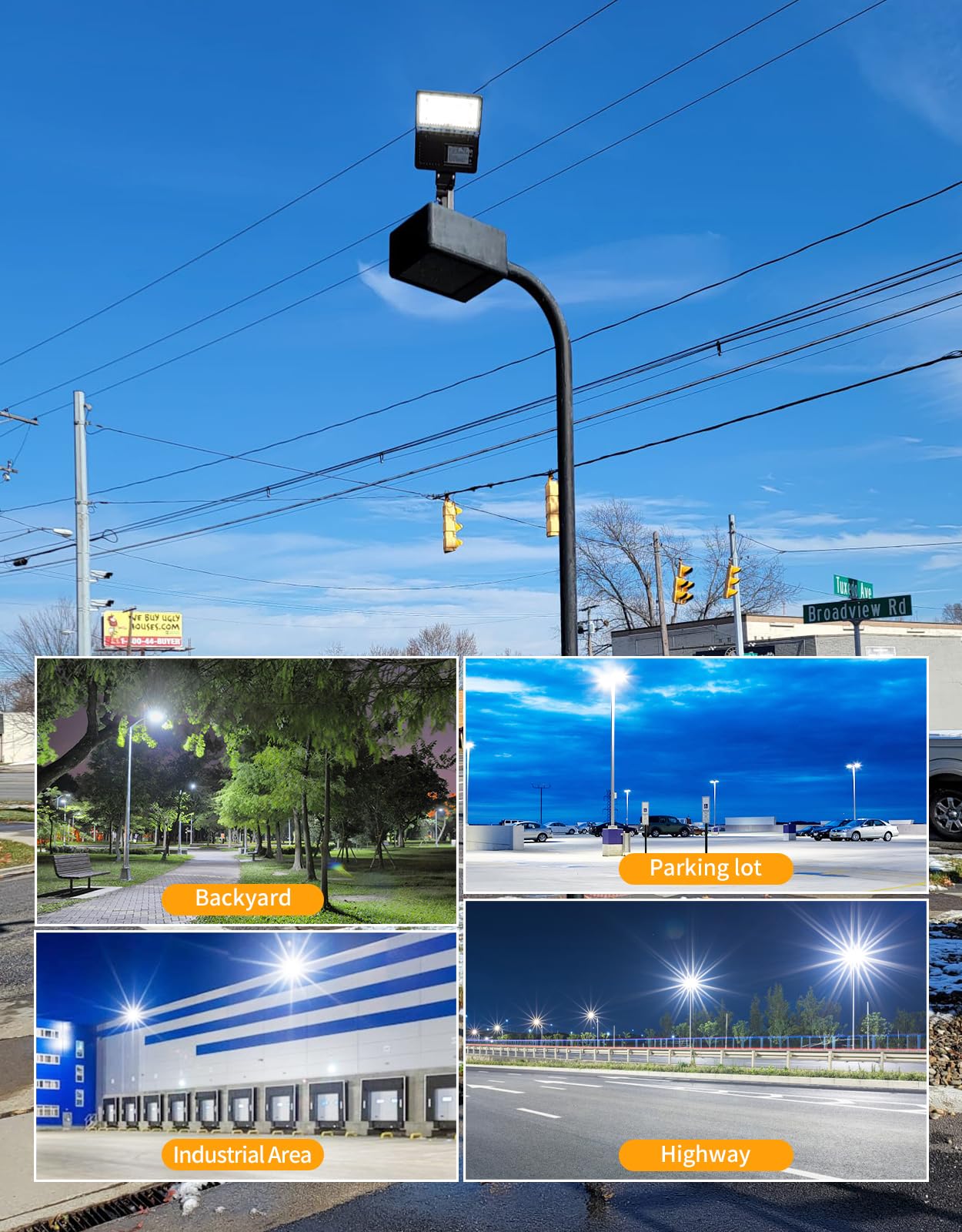 9PCS LED Parking Lot Lights 150W 120W 90W, LED Shoebox Light 5000K Adjustable Arm Mount, UL Listed Outdoor Pole Light with Photocell, IP65 Waterproof Commercial Street Area Flood Lighting 100-277V