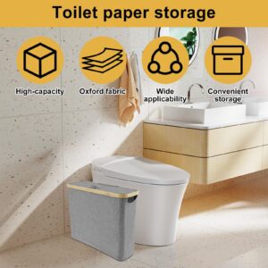 Toilet Paper Storage Basket Large Capacity Toilet Paper Basket with Lid Holds up to 12 Toilet Paper Roll Lightweight Toilet Paper Holder with Storage Side Window Foldable Toilet Paper Bin for Home