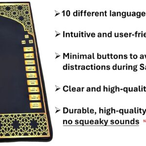 Electronic Prayer Mat - Smart Interactive Prayer Rug for Adults and Kids - Ideal Gift for New Converts and Those Learning or Perfecting Their Prayer - Comes with Islamic Prayer Beads (Black)