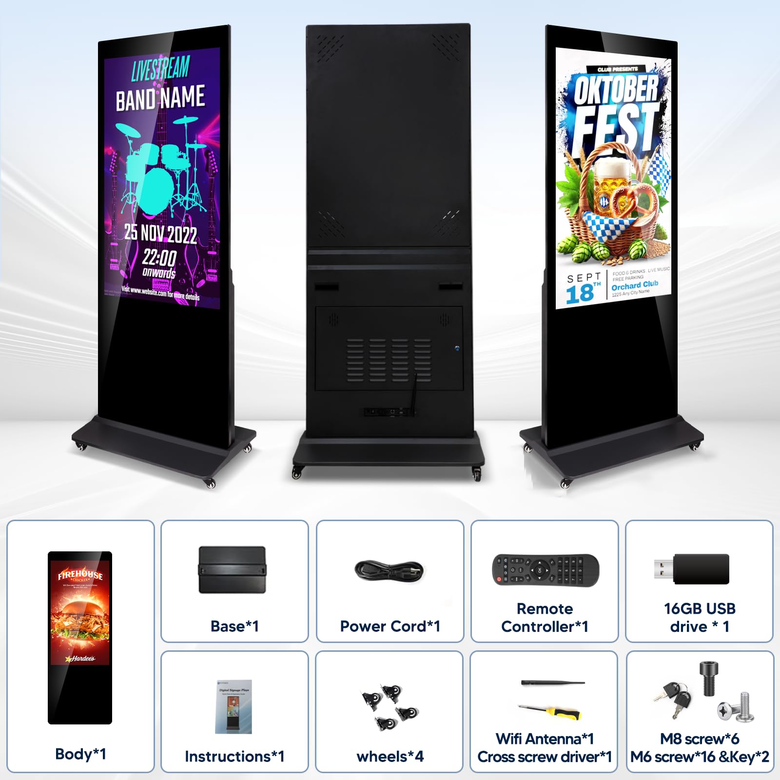 ROOMEDAL 43 inch Digital Signage Display, Smart Cloud Control Touch-Screen Indoor Full HD LCD Screen IPS Floor Standing Digital Commercial Interactive Advertising Kiosks Screen with Auto AD Player