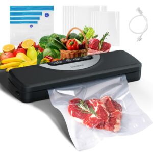 suntree vacuum sealer machine for food, compact food sealer vacuum sealer dry/moist/gentle modes with build-in cutter, food vacuum sealer with 15pcs vacuum bags, external vac for jars and containers