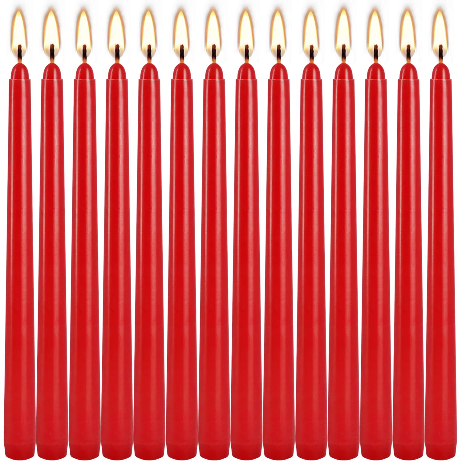 14 Pack Glowing Red Tapers Candles- 10-Inch unscented Candles for 8 Hours of Festive Magic, Perfect for Weddings,Christmas, New Year Celebrations…