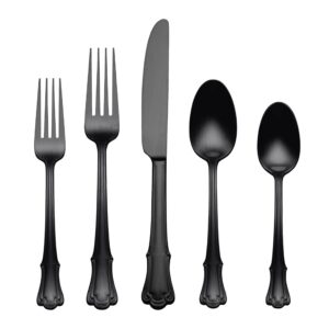 oneida satin black james street piece flatware set, 20 count