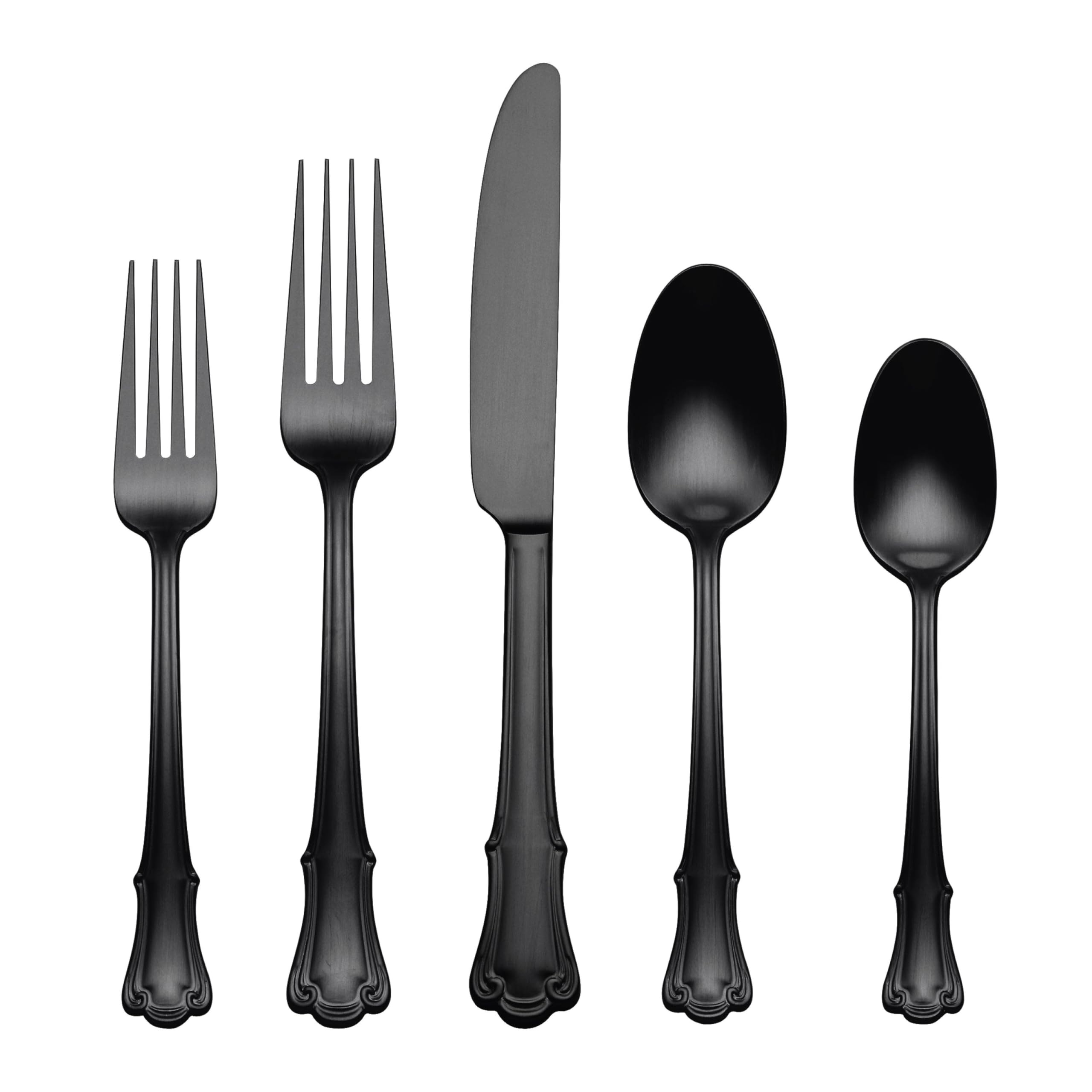 Oneida Satin Black James Street Piece Flatware Set, 20 Count