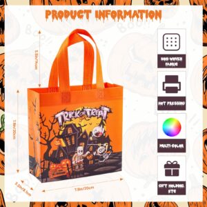 DECEED 16PCS Small Halloween Tote Bags,8 Pattern Trick or Treat Bags with Handle,Halloween Bags For Kids,Goodie Bag for Halloween Party Supplies