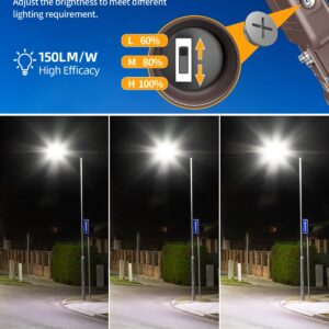 4PCS LED Parking Lot Lights 320W 250W 200W Adjustable, LED Shoebox Light 5700K 5000K 4500K, UL Listed Outdoor Pole Light with Photocell, IP65 Commercial Street Area Lighting 100-277V (Slip Fit)