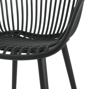 Christopher Knight Home Modern Accent Chair–Black Outdoor Patio Chairs Set of 2 – Lounge Chairs for Balcony or Garden – Weave Design – Stylish and Comfortable Seating for Backyard or Terrace